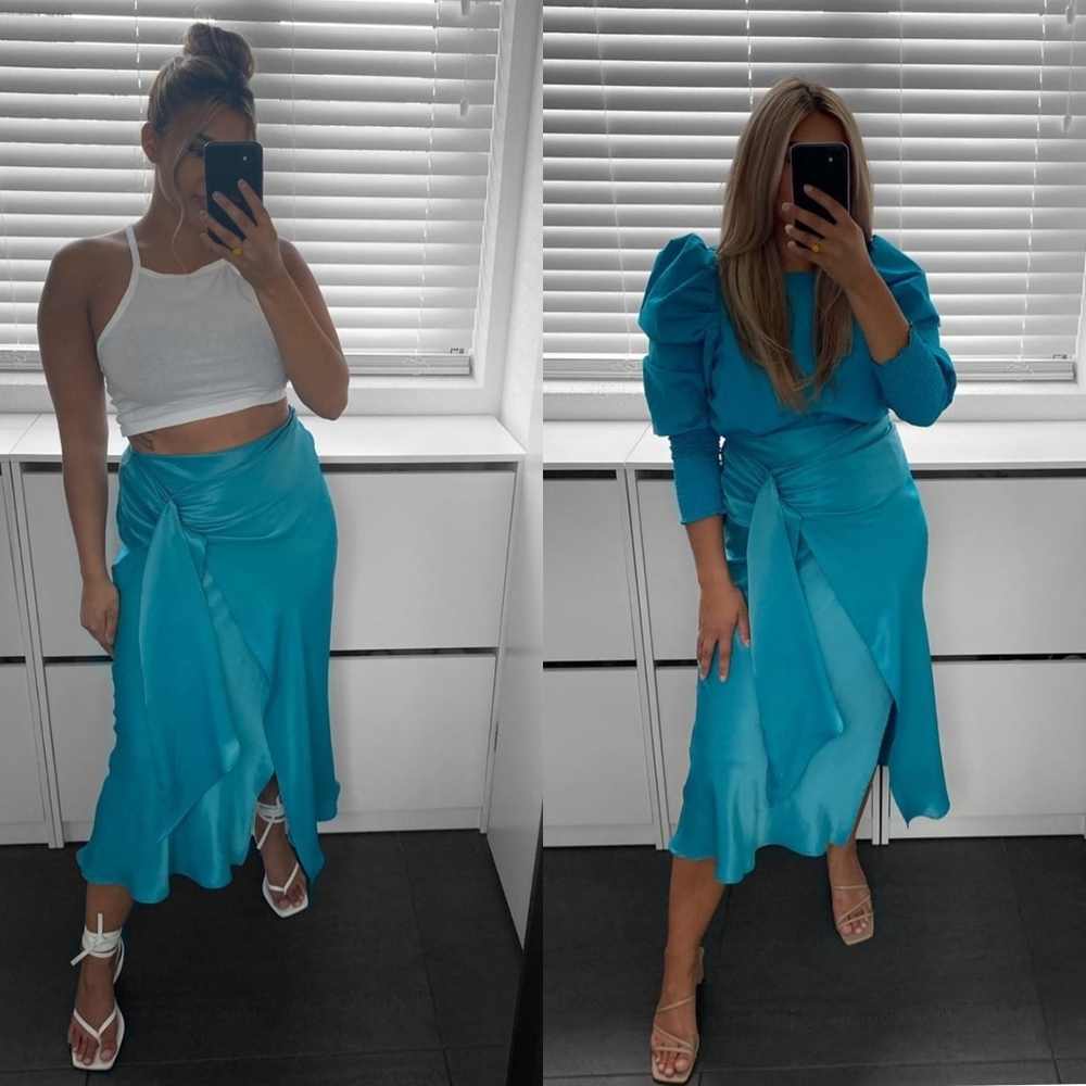 🎈 RESTOCK! Zara Satin skirt with knot - Picture 6 of 16